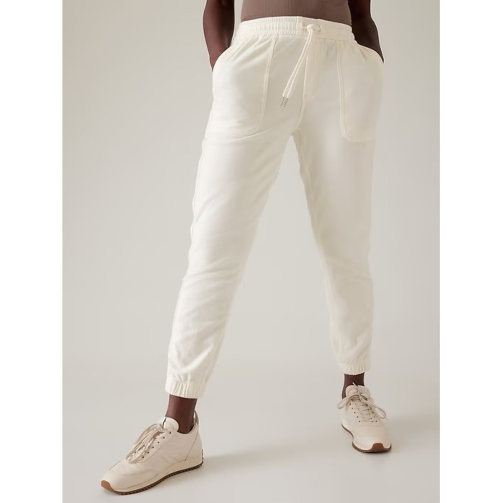 Athleta Joggers White XL‎ High Rise Drawstring Sweatpants Workout Lounge
